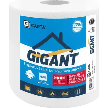 Utěrka Papírové utěrky CARTA Gigant 2 vrstvy, návin 90 m, 430 útržků, výška 22,7 cm