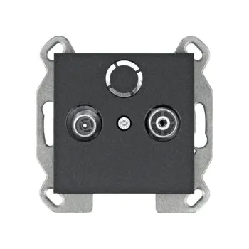 Elektrická zásuvka Zásuvka TV+R průchozí, černá mat HAGER WL3023