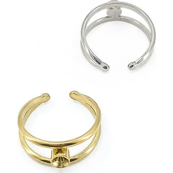 Materiál na výrobu šperku Komponenty pro prstýnek s rivoli lůžkem 4mm - 1ks - 4mm / Nerez SL