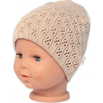Čepice Ažurková čepice, dvouvrstvá, bavlna, Baby Nellys - cappuccino, vel. 44-48 cm