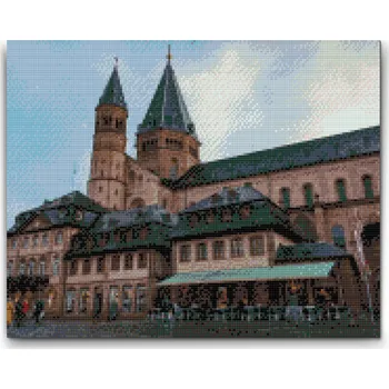 Diamantové malování Diamantové malování - Katedrála, Mohuč - Německo Velikost: 30x40cm, Rámování: Pouze srolované plátno, Diamanty: Kulaté