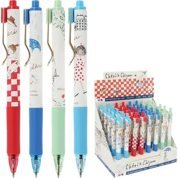 Pero kuličkové M&G Semi-Gel Chéri & Chignon 0,7 mm (4 dizajny v balení)