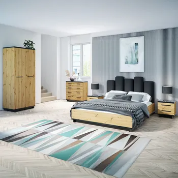 Ložnicová sestava GAB Sestava nábytku - Irys 8 (Černý mat + Řemeslný dub)