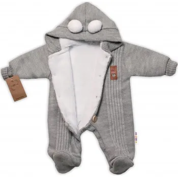 Kojenecká kombinéza Pletená kombinéza/overal LUX STAR s kožíškem - dvouvrstvá, šedá, vel. 68