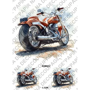 Umělecký papír Rýžový a soft papír na decoupage - Motorka - KB3258 Materiál: Soft, Rozměr: A4