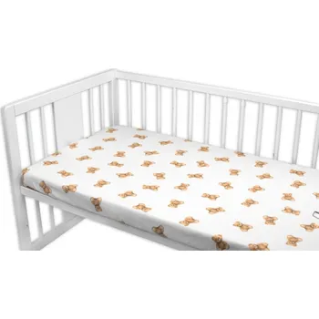 Prostěradlo Prostěradlo do postýlky 140x70cm, bavlna, Míša - bílý s potiskem