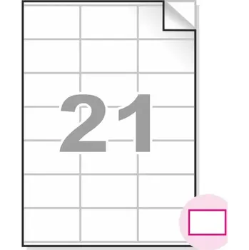 Samolepící etiketa Samolepící etikety, A4, 100ks, (70x43,3mm), 21ks/A4 - hranaté