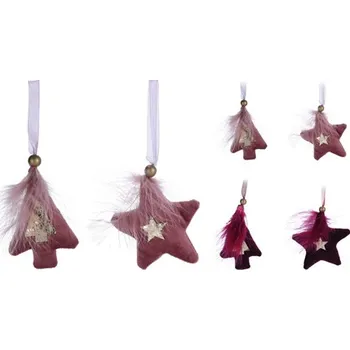 Vánoční dekorace KOOPMAN Dekorácia závesná - Hviezda/Strom 11 cm, mix/1k