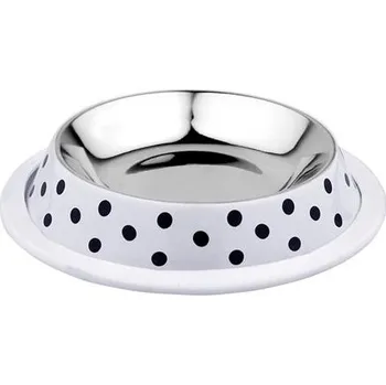 Miska pro psa Miska nerez Deco fix puntíky 460ml bílá Duvo+