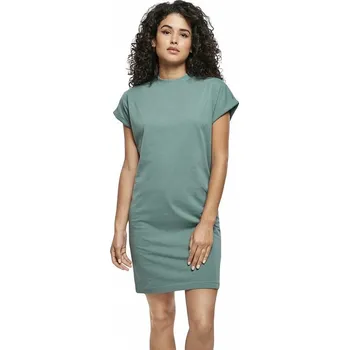 Dámské šaty Dámské šaty Urban Classics z organické bavlny s ohrnutými rukávy Barva: zelená střední, Velikost: L