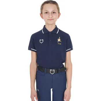 Chlapecké tričko EQUESTRO Tričko Polo X Fise Equestro, s krátkým rukávem, s knoflíky, dětské, navy blazer 12 let