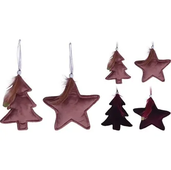 Vánoce KOOPMAN Dekorace závěsná - Hvězda / Strom 16 cm, mix / 1ks