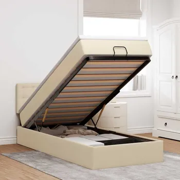 Ložnice vidaXL Osmanský rám postele s matrací 80x200cm textil [3311580] Barva: krémová