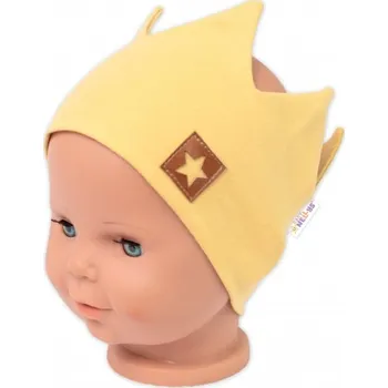 Pokrývka hlavy Dvouvrstvá čelenka, Hand Made, bavlna, Korunka STAR - hořčicová, 104/116