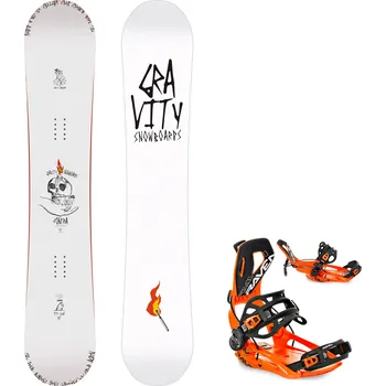 Snowboard Gravity snowboards Snowboard komplet Gravity Contra 25/26 + vázání RAVEN Fastec FT360 Orange Velikost: 159 cm, Velikost vázání: M