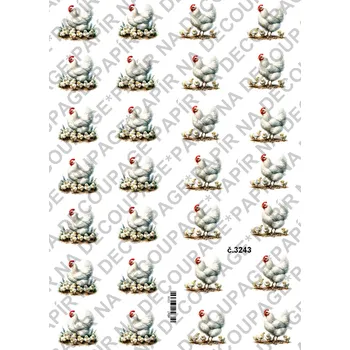 Výtvarný papír Rýžový a soft papír na decoupage - Slepičky - KB3243 Materiál: Rýžový papír, Rozměr: A4