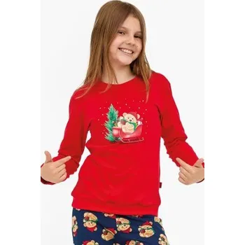 Dívčí pyžamo Cornette 592/186 Teddy Červeno-tmavěmodrá 134-140