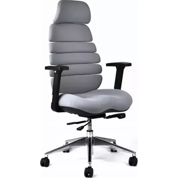 Kancelářská ergonomická židle SPINE s podhlavníkem — látka, nosnost 130 kg, více barev Šedá