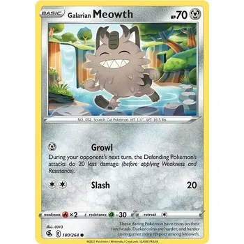 Sběratelská karetní hra Galarian Meowth 180/264 - Fusion Strike Typ karty: Reverse Holo