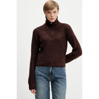 Dámský svetr Svetr s příměsí vlny Tommy Jeans DW0DW21686 hnědá 89X, vel. M