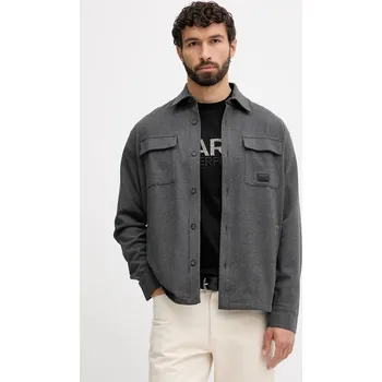 Pánská košile Košile Karl Lagerfeld pánská, šedá barva, regular, s klasickým límcem, 554566.605980 90X, vel. S