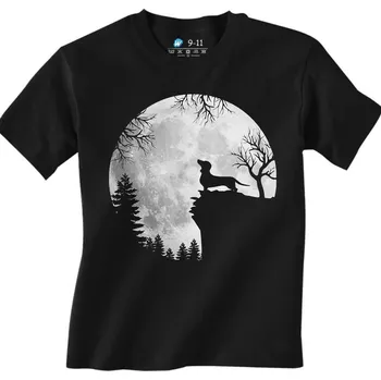 Chlapecké tričko Dětské tričko Hrdý Jezevčík za Úplňku (Velikost: 12-13, Barva: Černá)