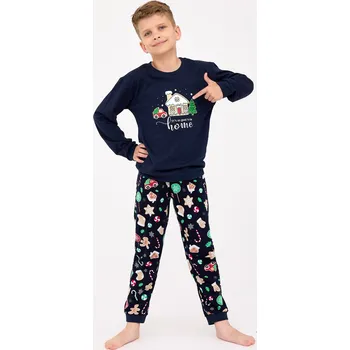 Dětská móda Cornette pyžamo chlapecké 966/157 Home - tm. modrá, 158-164 (Chlapecké vánoční pyžamo Cornette)