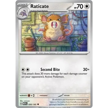 Karetní hra Raticate 020/165 - Scarlet & Violet 151 Typ karty: Reverse Holo