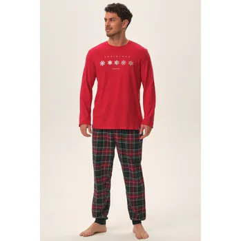 Pánské pyžamo Henderson pyžamo pánské 41914 Honest - červená, XL (Pánské pyžamo s dlouhým rukávem Henderson)