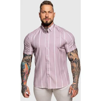 Strečová košile Iron Aesthetics Short Stripe, světle fialová : Barva - Fialová, Velikost - 2XL