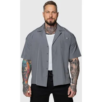 Pánská košile Oversized košile Iron Aesthetics Cuban, šedá : Barva - Šedá, Velikost - 3XL