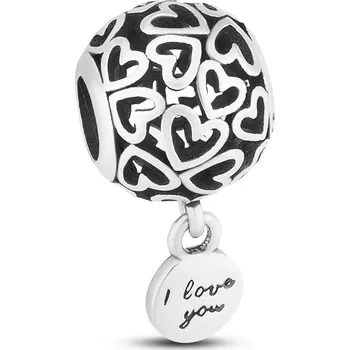 Přívěsek Stříbrný přívěsek s motivem srdce a miniaturním přívěskem s nápisem: Miluji tě PETERSON CHP-015