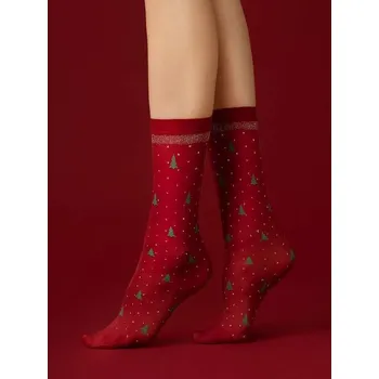 Dámské ponožky Fiore ponožky dámské vánoční Carol G 1123 - červená, UNI
