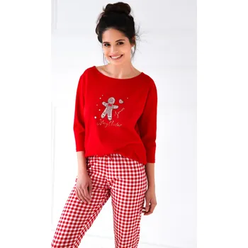 Dámské pyžamo Sensis pyžamo dámské Christmas Cookie - červená, M (Vánoční pyžamo dámské)