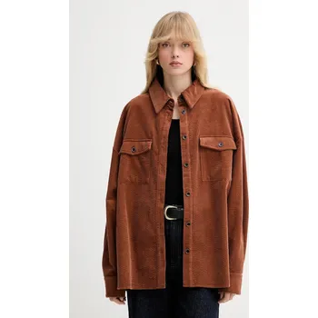 Dámská košile Bavlněná košile Gestuz dámská, hnědá barva, relaxed, s klasickým límcem, 10910624 88X, vel. 40