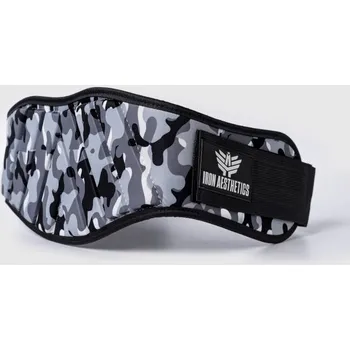 Opasek na cvičení Fitness opasek Iron Black Camo - Iron Aesthetics : Barva - Maskačova, Velikost - L