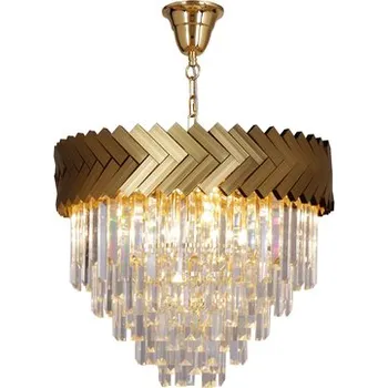 Zlatý závěsný křišťálový lustr glamour LYON