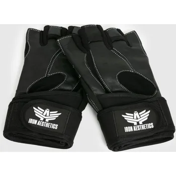 Fitness rukavice Fitness rukavice Iron Aesthetics Leather Lift, černé : Barva - Černá, Velikost - L
