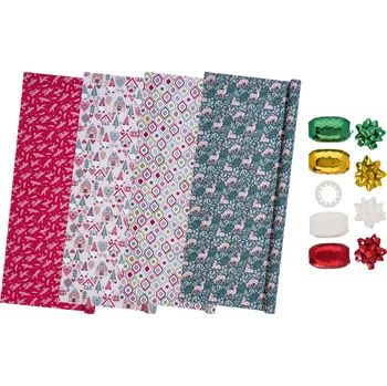 Balící papír crelando® Sada balicích papíru, 13dílná (červená/zelená/bílá)