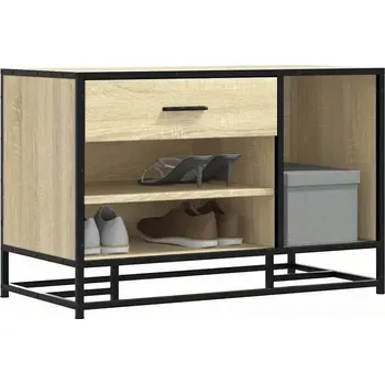 Botník Botník, dřevo, kov, dub sonoma, černá, FINJA