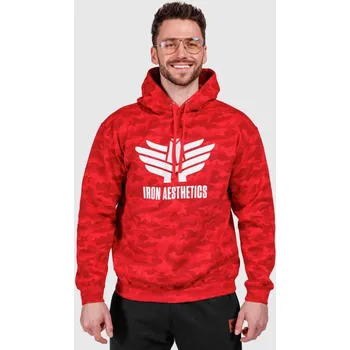 Pánská mikina Pánská mikina Iron Aesthetics Camo, červená : Barva - Červená, Velikost - M