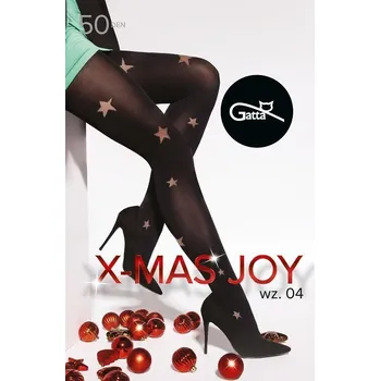Dámské punčochy Gatta punčocháče vánoční X-MAS Joy 04 - černá, XL