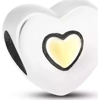 Přívěsek Stříbrný přívěsek ve tvaru srdce zdobený zlatým srdíčkem PETERSON CHP-021