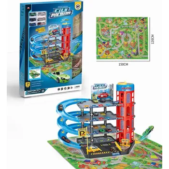 autíčko RKToys Vícepatrové dětské parkoviště s podložkou a autíčky