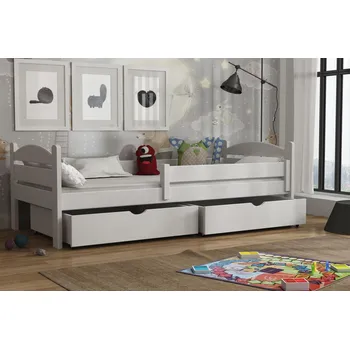 Dětská postel Dětská postel z masivu borovice ELENA se šuplíky - 190x90 cm - BÍLÁ
