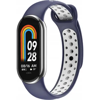 Řemínek na hodinky ŘEMÍNEK ŘEMÍNEK PRO XIAOMI MI SMART BAND 8 / 9 - TMAVĚ MODRO-BÍLÝ