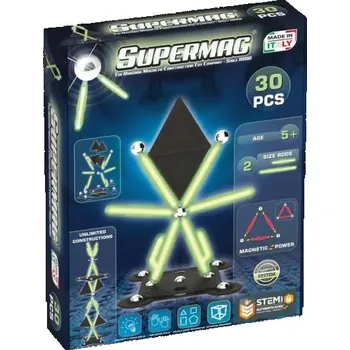 ostatní stavebnice SUPERMAG magnetická stavebnice Glow 30ks