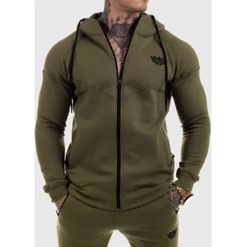 Pánská mikina Fitness mikina se zipem Iron Aesthetics ROUND, zelená : Barva - Zelená, Velikost - 3XL