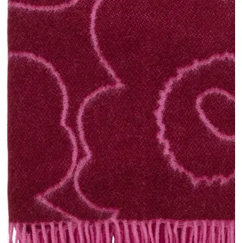 deka Marimekko Žakarová pletená deka Piirto Unikko 130x170cm burgundy & fuchsia