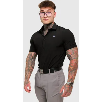 Pánská košile Strečová košile Iron Aesthetics Short Slim Stretch, černá : Barva - Černá, Velikost - S